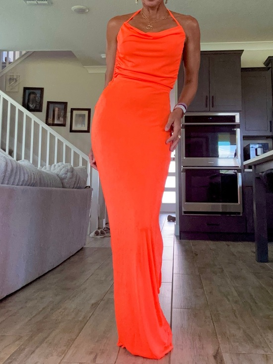 Fashion Nova Dresses & Skirts - Fashion Nova  Halter Maxi Dress in Bright neon orange , new , L
